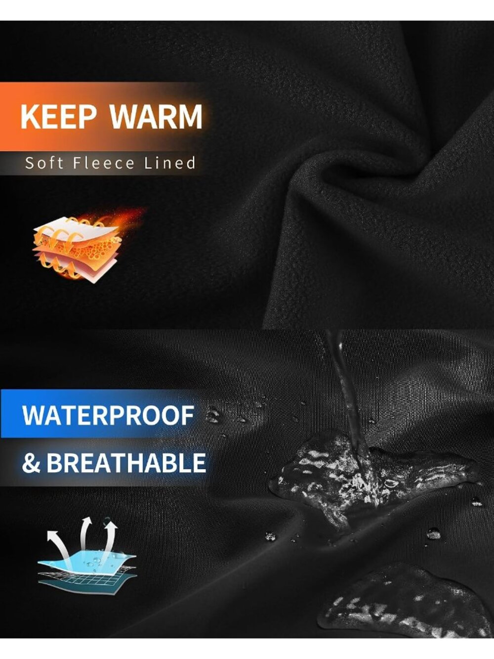 Women's Black Softshell Jacket Fleece Lined Breathable Waterproof Rain Coats - Picture 3 of 5